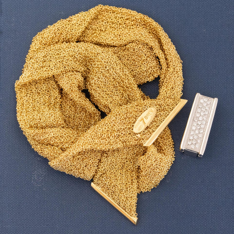 Vintage Diamond Mesh Scarf Necklace, Italian