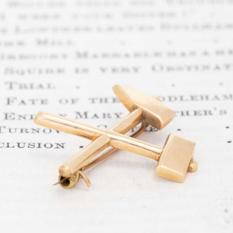 Vintage Tiffany & Co. pick and axe mining tools brooch in 14kt yellow gold – alternate view 2
