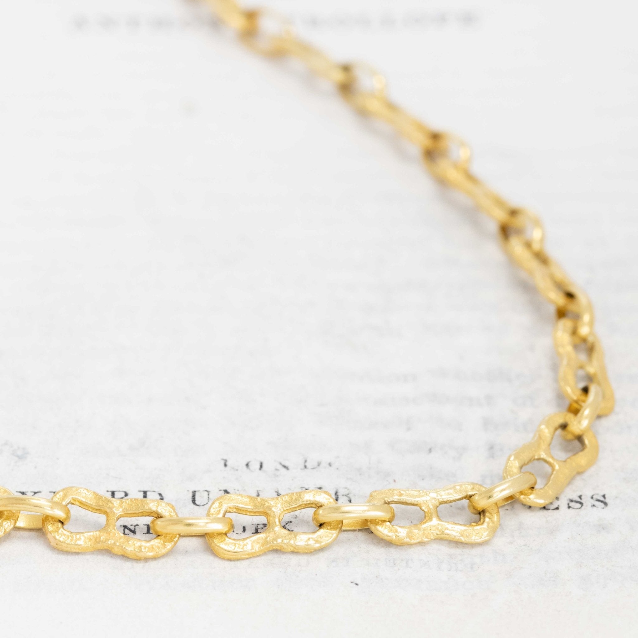 Handmade-look gold chain necklace with high-karat finish