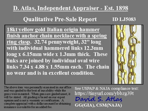 Vintage Gold Textured Link Long Chain, Italian