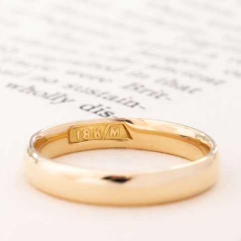 Vintage Gold Wedding Band, 3.2mm