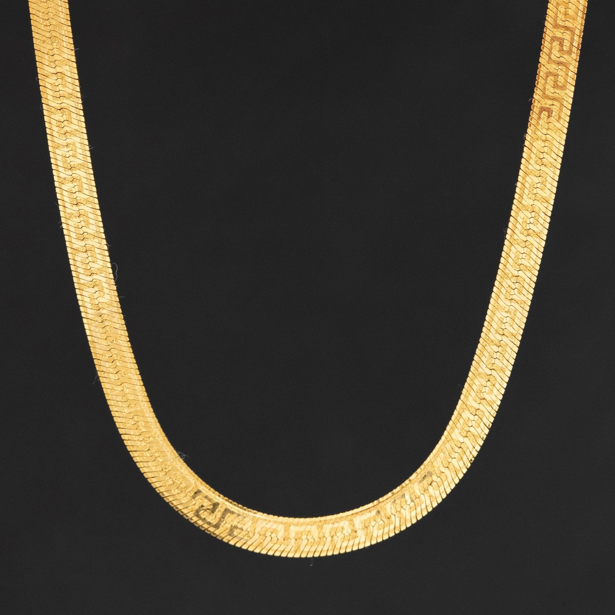 Vintage Greek Key Herringbone Necklace, Italian