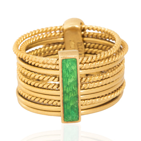 Vintage Gucci 18K yellow gold enamel flower stacking ring – alternate view 3