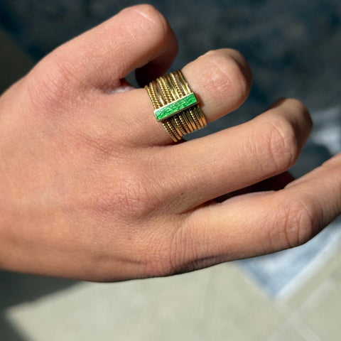 Vintage Gucci 18K yellow gold enamel flower stacking ring – alternate view 5