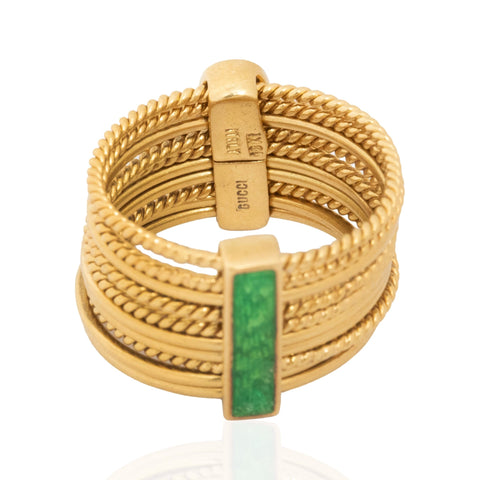 Vintage Gucci 18K yellow gold enamel flower stacking ring – alternate view 6