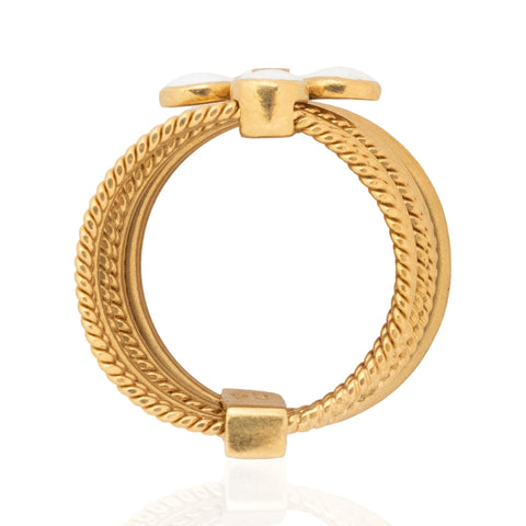 Vintage Gucci 18K yellow gold enamel flower stacking ring – alternate view 7