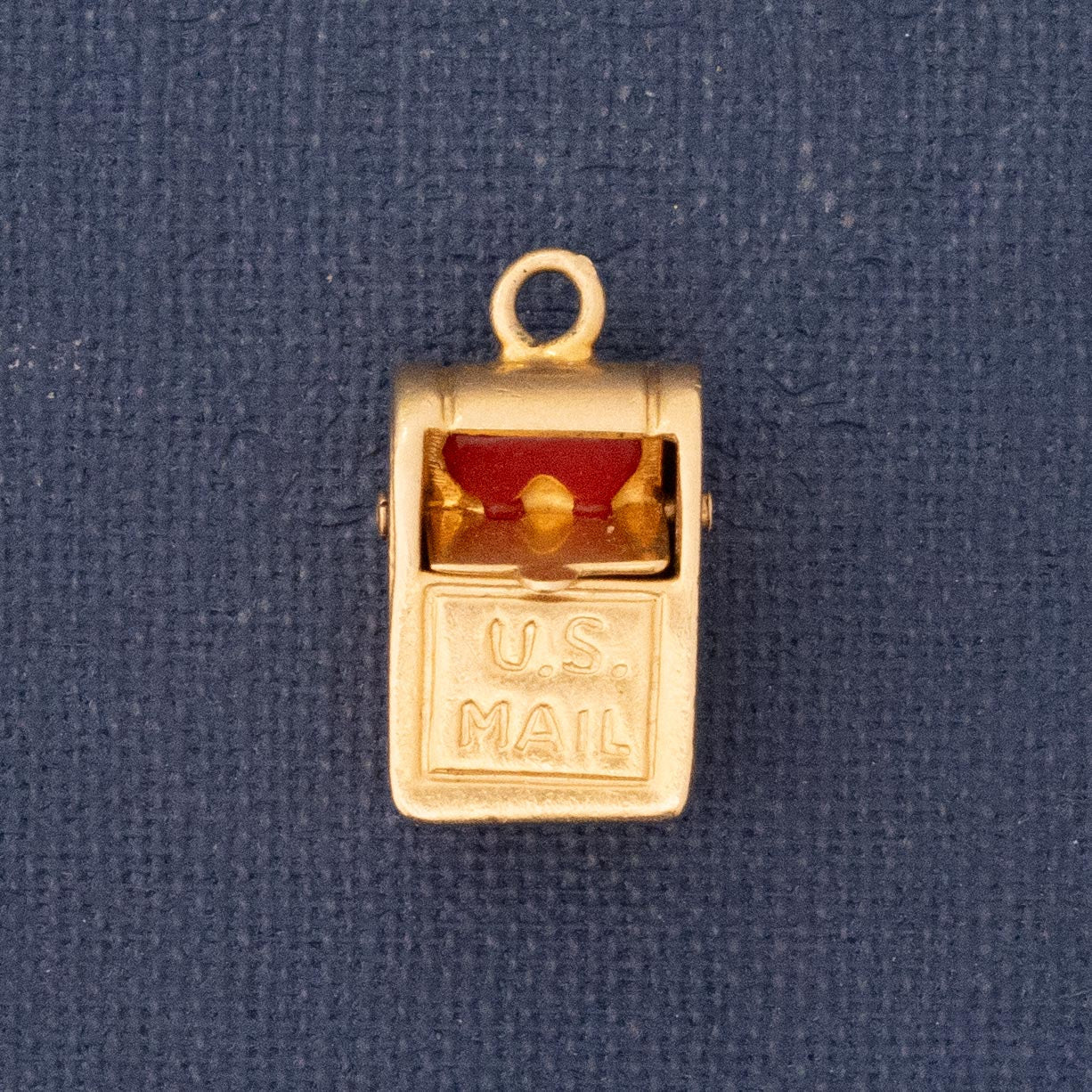 Vintage Heart Enamel Mail Box Charm