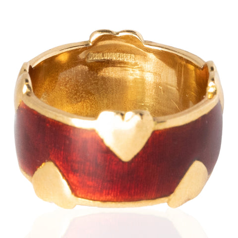 Vintage Heart Enamel Wide Band, by Schlumberger for Tiffany & Co.