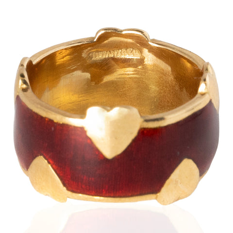 Vintage Heart Enamel Wide Band, by Schlumberger for Tiffany & Co.