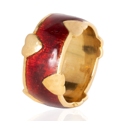 Vintage Heart Enamel Wide Band, by Schlumberger for Tiffany & Co.