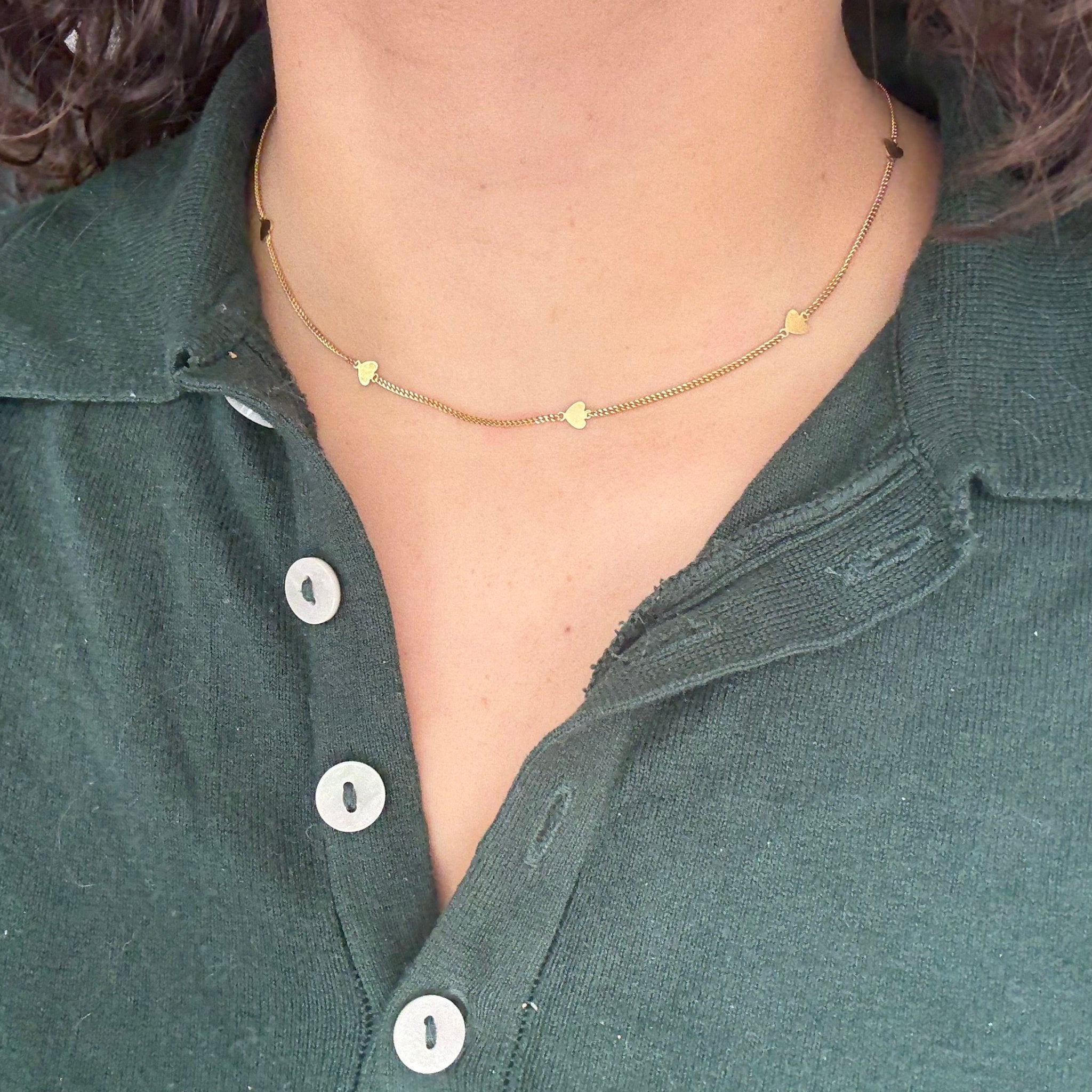 Vintage Heart Station Necklace