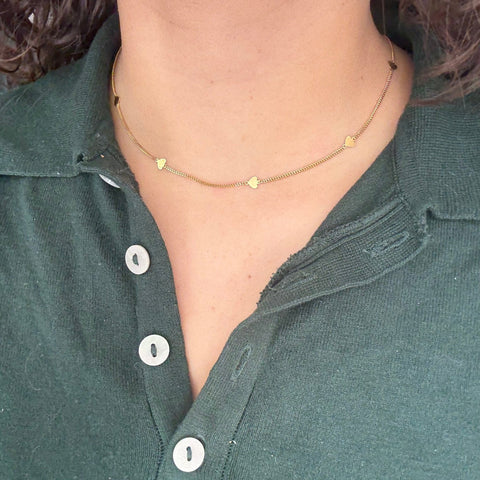Vintage Heart Station Necklace