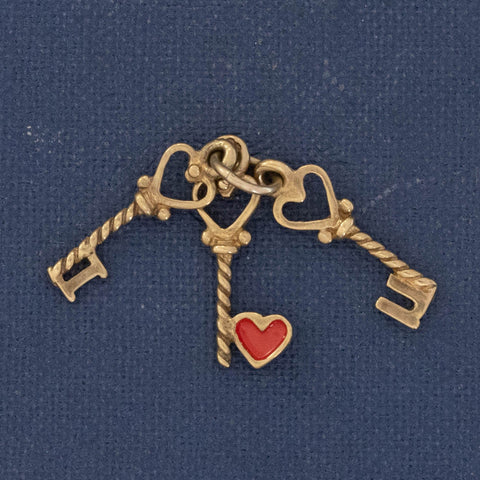 Vintage I Love U / Keys to my Heart Charm