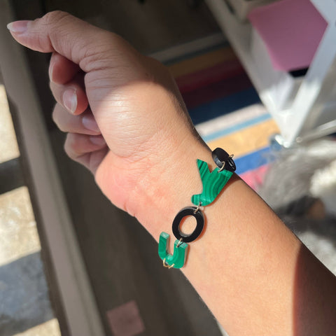 Vintage I LOVE YOU Malachite & Onyx Bracelet
