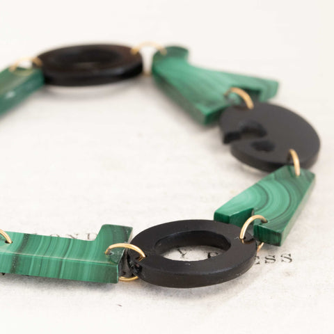 Vintage I LOVE YOU Malachite & Onyx Bracelet
