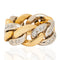 Vintage Italian 18K gold chain link ring with diamonds