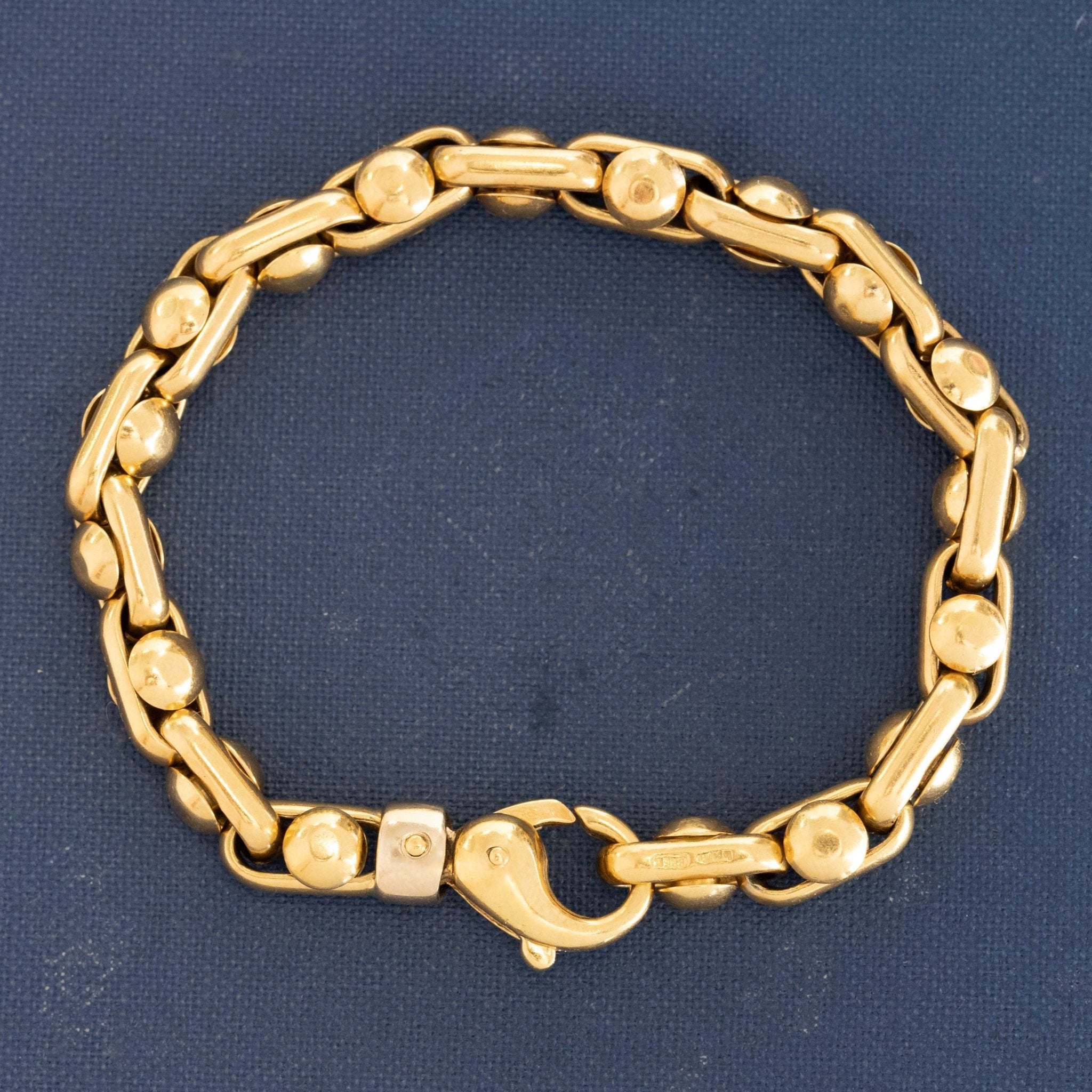 18K gold La Pepita link bracelet with bead-and-bar design
