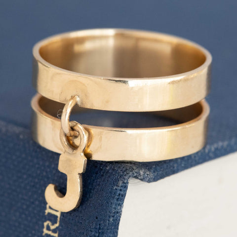 Vintage J Letter Charm Band
