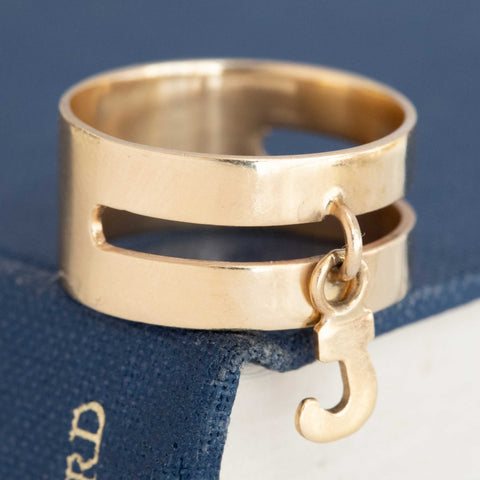 Vintage J Letter Charm Band