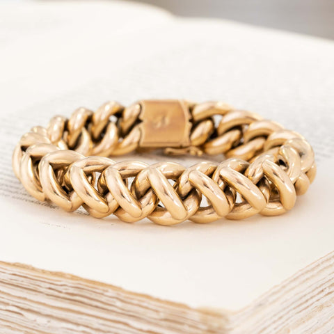 Vintage Jumbo Heart Motif Link Bracelet