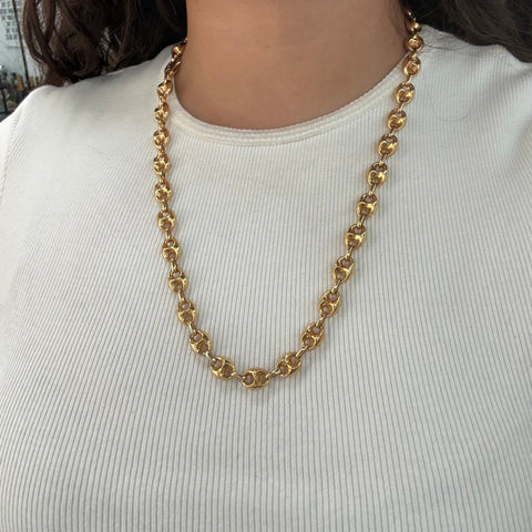 Vintage Balestra 14K yellow gold jumbo mariner link chain necklace, 23 inch – alternate view 2