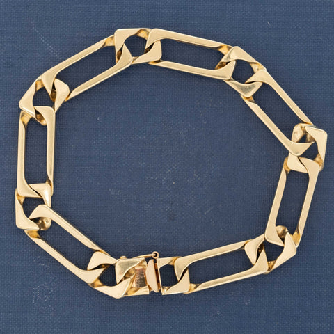 Vintage 1970s to 1980s jumbo open link chain bracelet in 14kt yellow gold