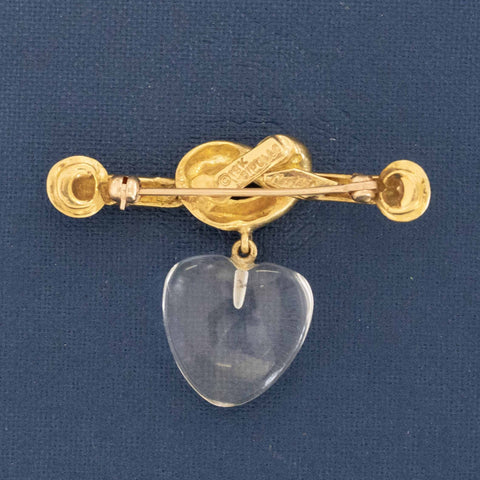 Vintage Knot Crystal Heart Brooch by Aldo Cipullo for Cartier
