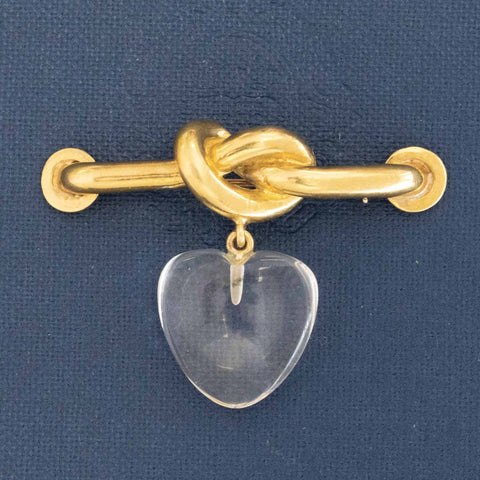 Vintage Knot Crystal Heart Brooch by Aldo Cipullo for Cartier