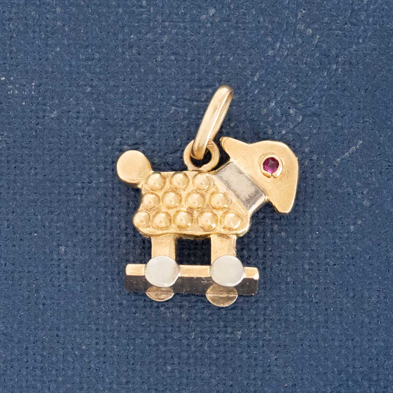 Vintage Lamb Pull-Along Toy Charm, French