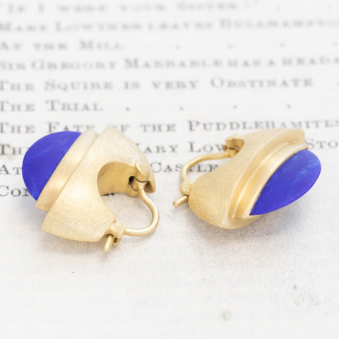 Vintage Lapis & Gold Earrings