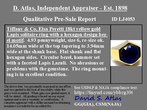 Vintage Lapis Lazuli Signet Ring by Elsa Peretti for Tiffany & Co.