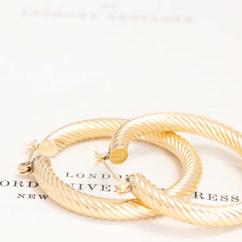 Vintage Large Rope Hoop Earrings