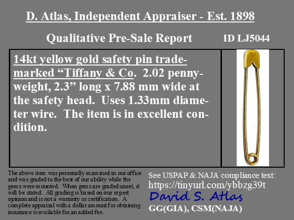 Vintage Large Safety Pin, by Tiffany & Co. – Jewels by Grace