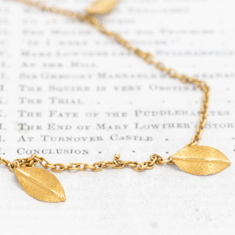 Vintage Leaf Drop Station Necklace