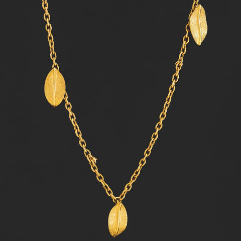 Vintage Leaf Drop Station Necklace