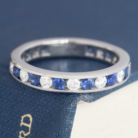 1.13ctw Vintage "Legacy"  Round Cut Diamond & Sapphire Eternity Band, by Tiffany & Co.