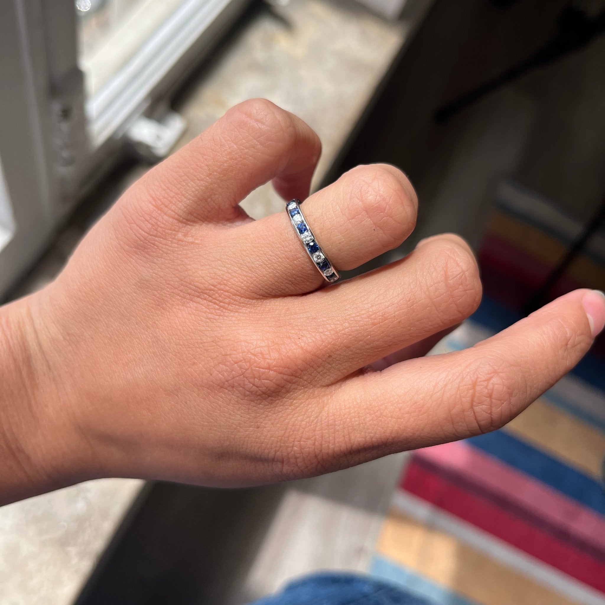 Vintage "Legacy"  Round Cut Diamond & Sapphire Eternity Band, by Tiffany & Co.