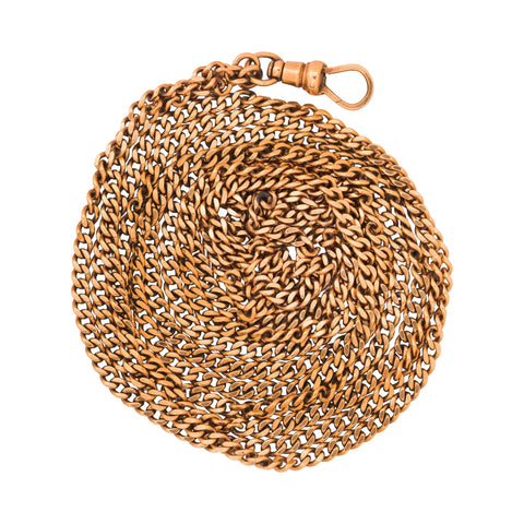 Vintage Long Curb Link Chain Necklace