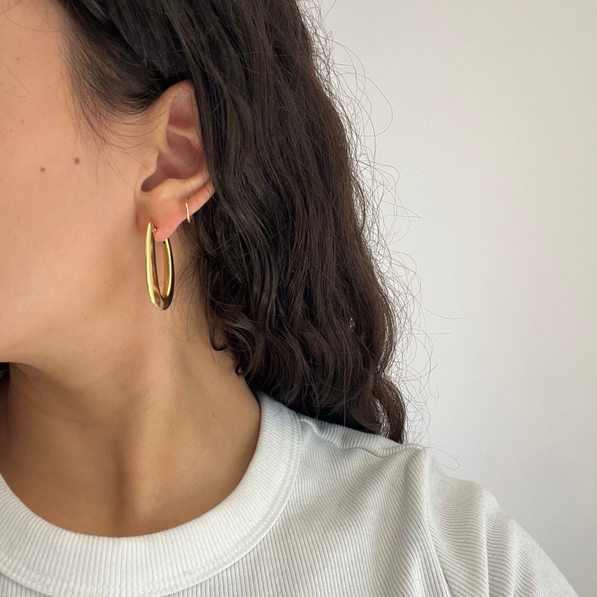 Vintage Long Drop Hoop Earrings