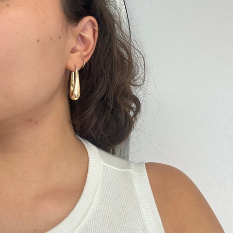 Vintage Long Drop Hoop Earrings
