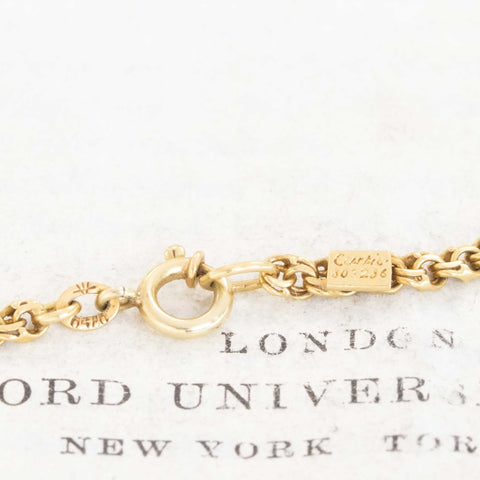 Detailed shot of vintage Cartier fancy link chain clasp and links with stamp