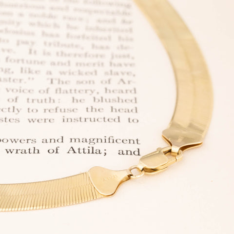 Vintage Long Herringbone Necklace, Italian