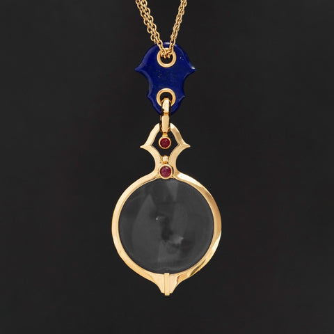 Vintage Loupe Pendant & Lapis Long Chain, by Paul Morelli