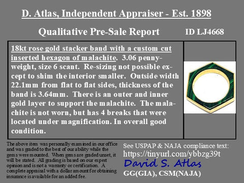 Vintage Malachite Hexagonal Band