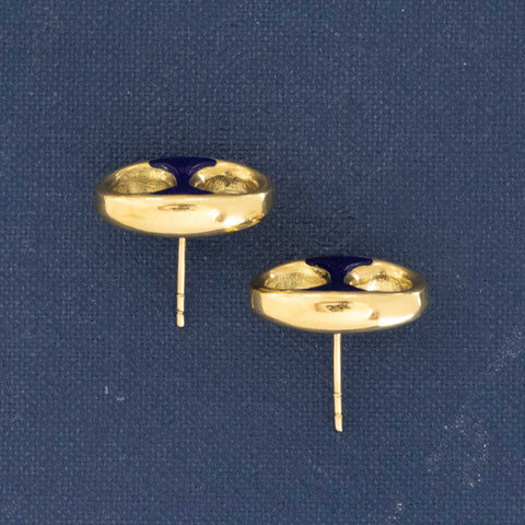 Vintage Mariner Link Enamel Stud Earrings