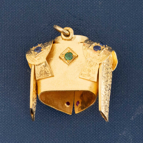 Vintage matador ruby and sapphire pendant in 18kt yellow gold – alternate view 2