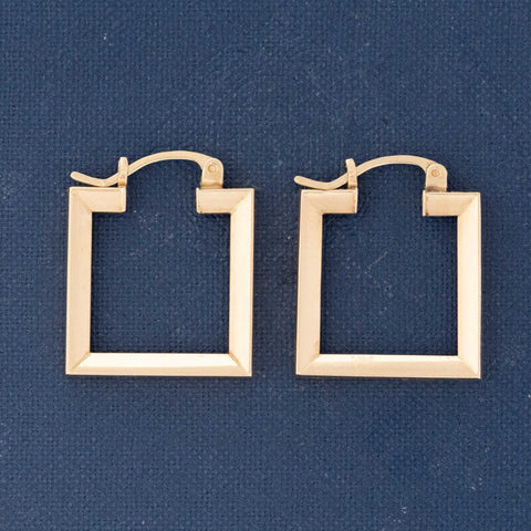 Vintage Mod Square Frame Hoop Earrings