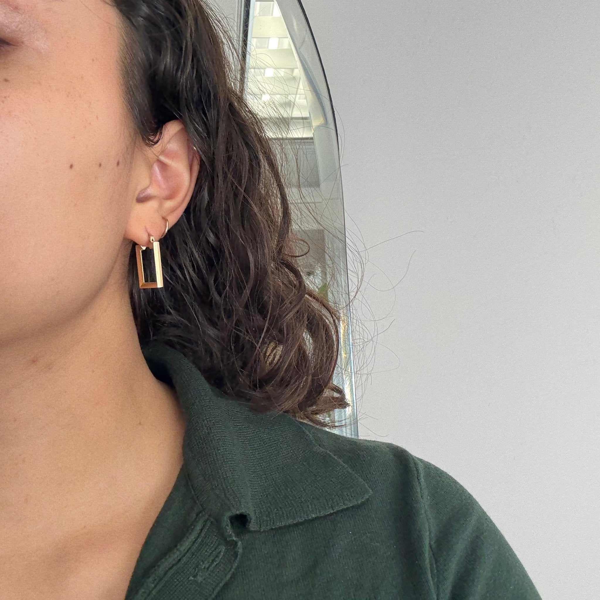 Vintage Mod Square Frame Hoop Earrings