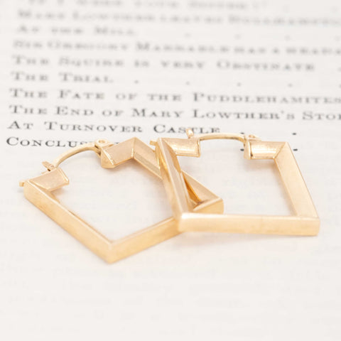 Vintage Mod Square Frame Hoop Earrings