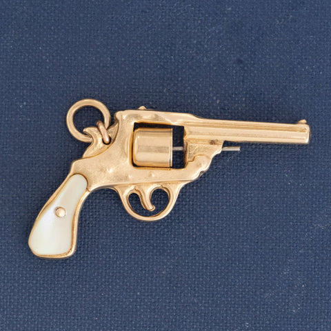 Vintage Mother of Pearl Revolver Pendant